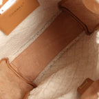 Medium 25 Hobo Bag Beige Suede and White Shearling Antique Gold Hardware