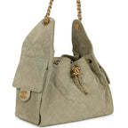 Small 25 Hobo Bag Olive Green Suede Antique Gold Hardware