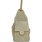 Small 25 Hobo Bag Olive Green Suede Antique Gold Hardware
