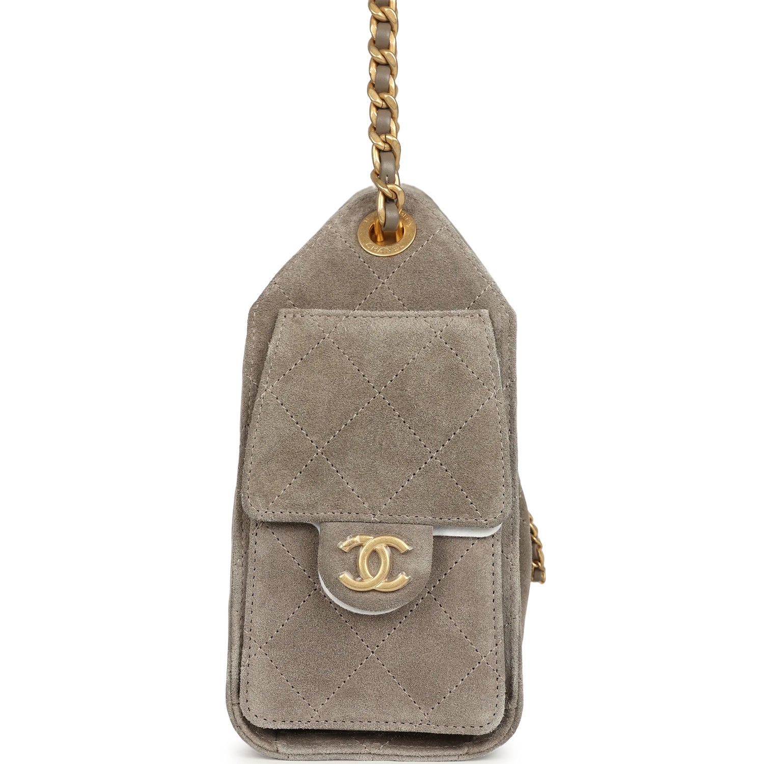 Mini 25 Hobo Bag Dark Grey Suede Antique Gold Hardware