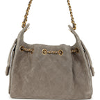 Mini 25 Hobo Bag Dark Grey Suede Antique Gold Hardware