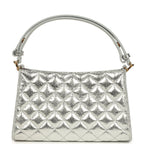 Small Quilted CC Shoulder Bag Metallic Silver Aged Calfskin Gold Hardware