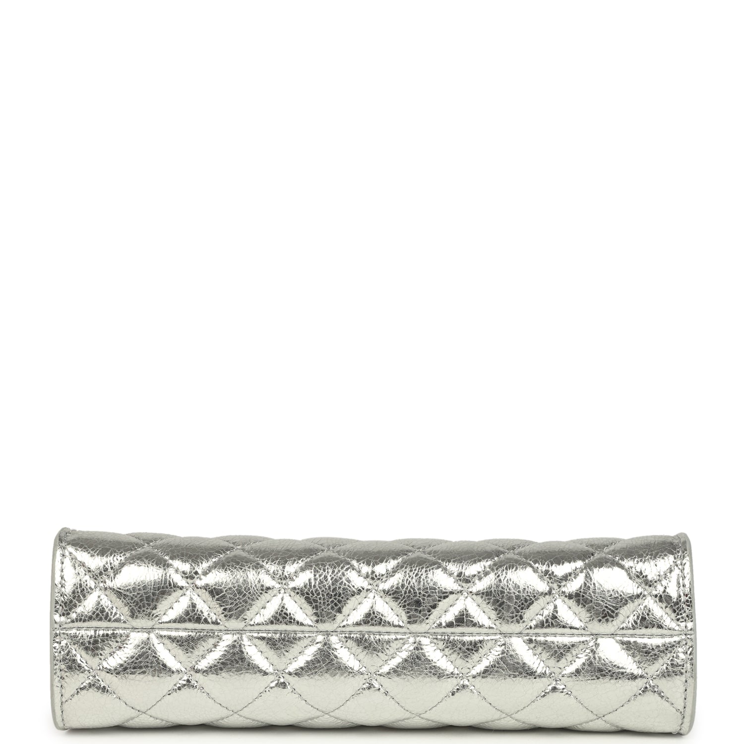 Small Quilted CC Shoulder Bag Metallic Silver Aged Calfskin Gold Hardware