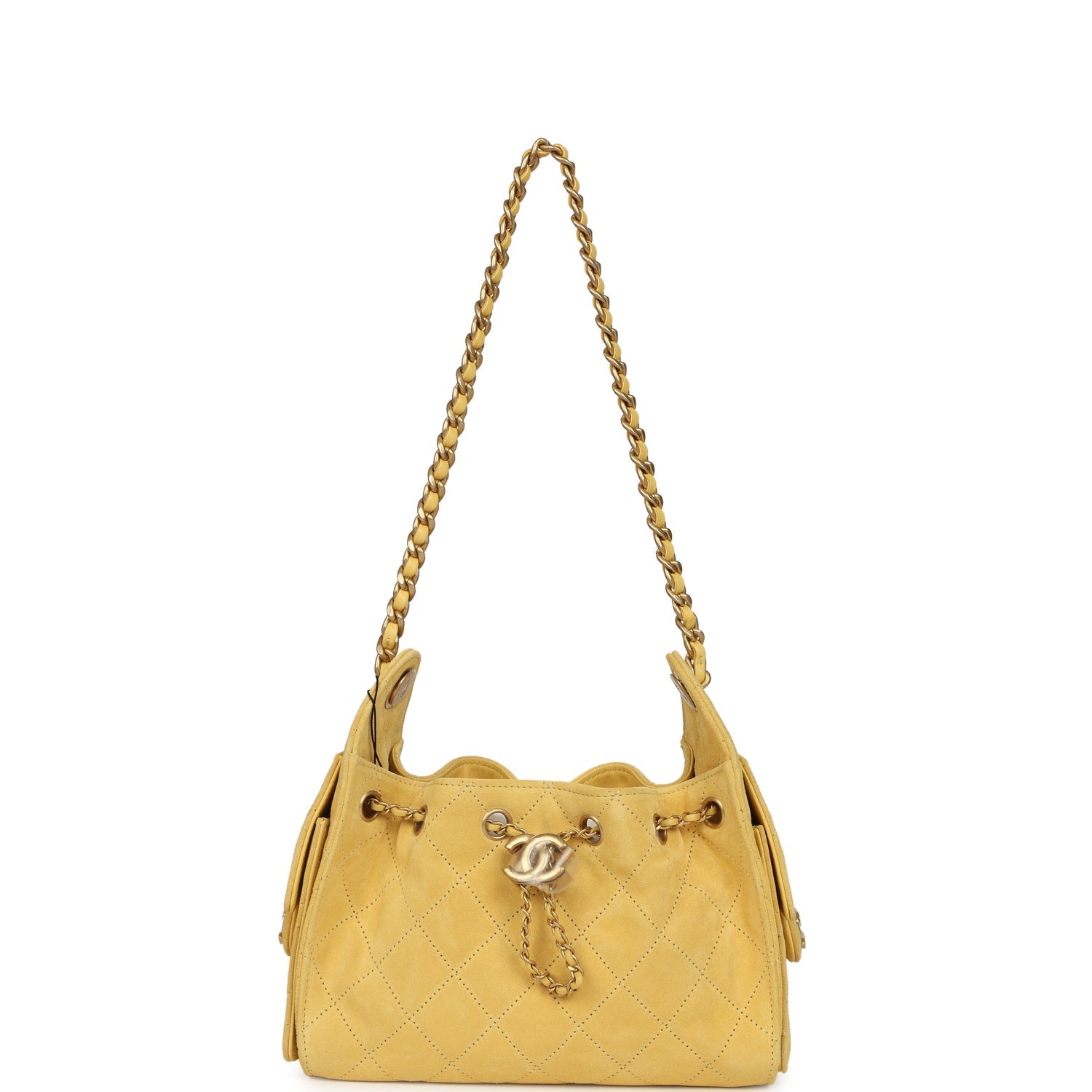 Mini 25 Hobo Bag Yellow Suede Antique Gold Hardware