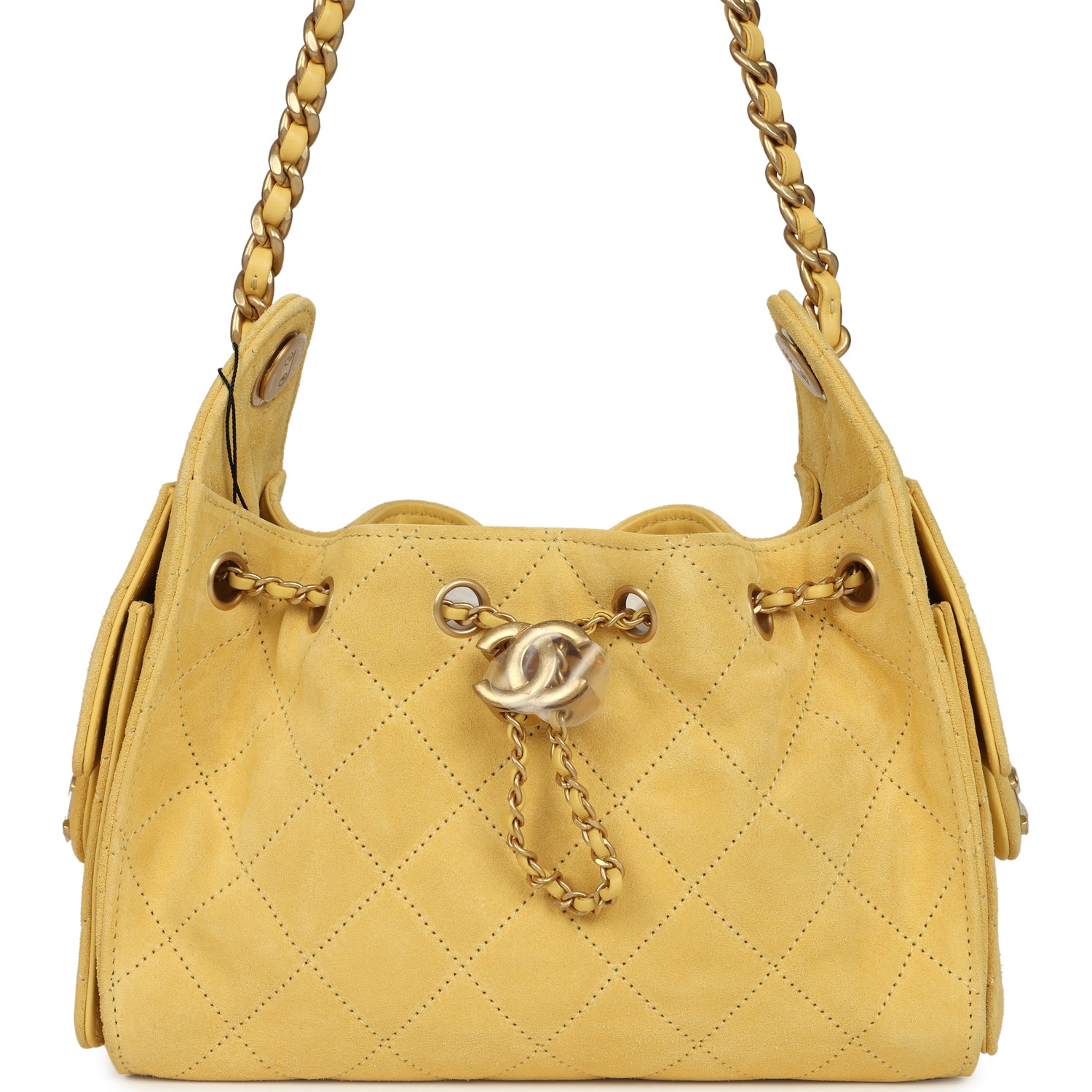 Mini 25 Hobo Bag Yellow Suede Antique Gold Hardware