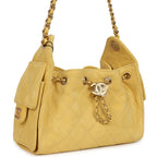 Mini 25 Hobo Bag Yellow Suede Antique Gold Hardware