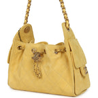 Mini 25 Hobo Bag Yellow Suede Antique Gold Hardware