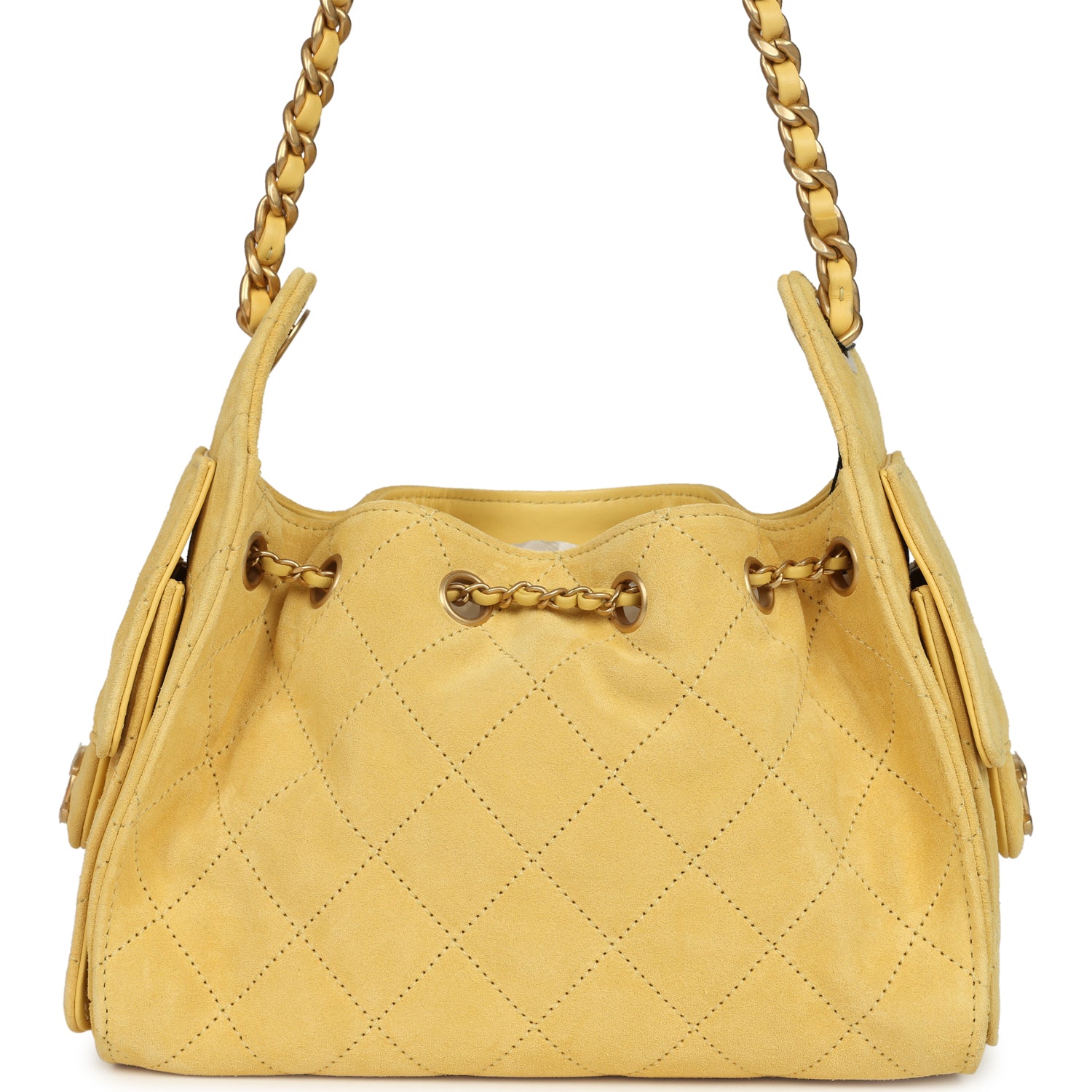 Mini 25 Hobo Bag Yellow Suede Antique Gold Hardware