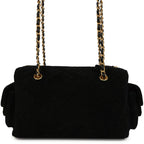Small Bowling Bag Black Suede Antique Gold Hardware