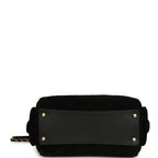 Small Bowling Bag Black Suede Antique Gold Hardware