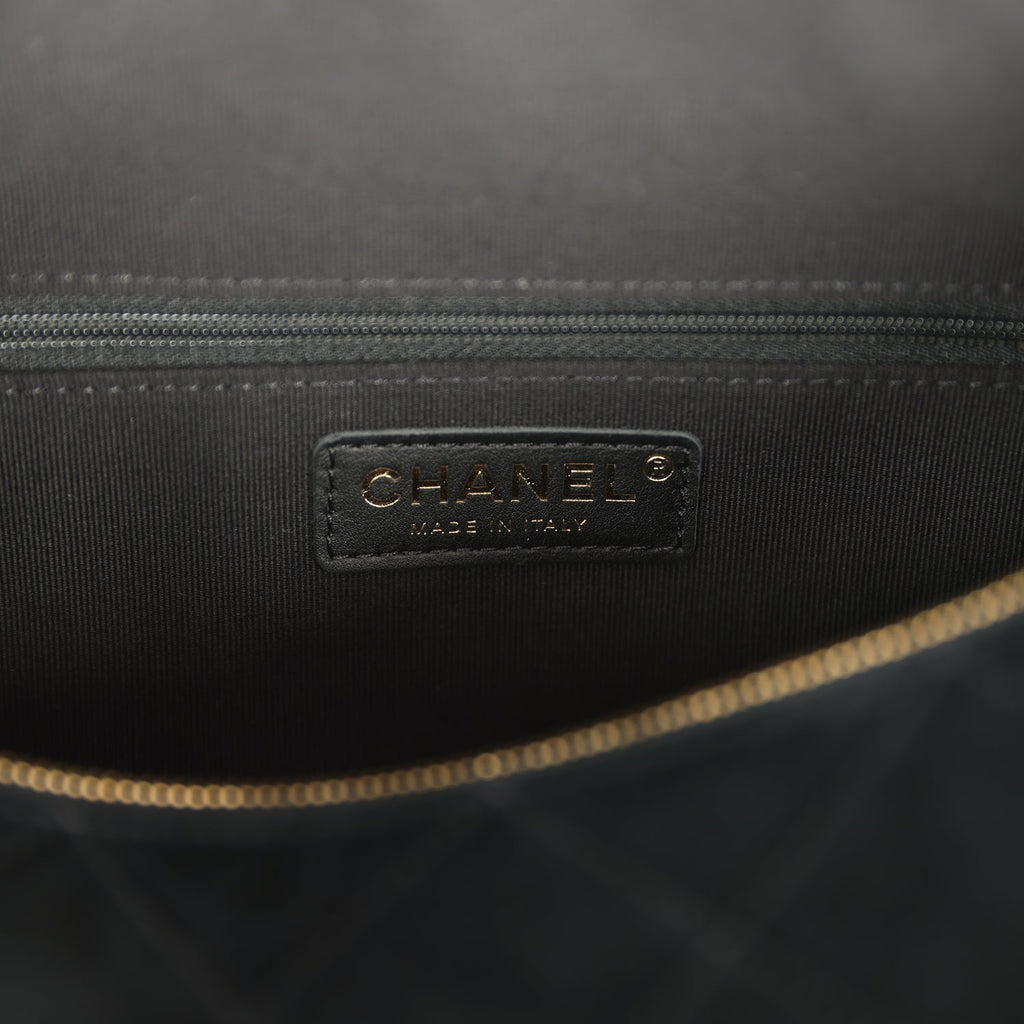 Small Bowling Bag Black Suede Antique Gold Hardware