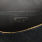 Small Bowling Bag Black Suede Antique Gold Hardware