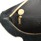 Small Bowling Bag Black Suede Antique Gold Hardware