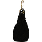 Maxi Hobo Bag Black Suede Antique Gold Hardware