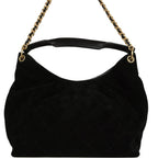Maxi Hobo Bag Black Suede Antique Gold Hardware