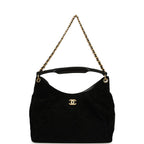 Maxi Hobo Bag Black Suede Antique Gold Hardware