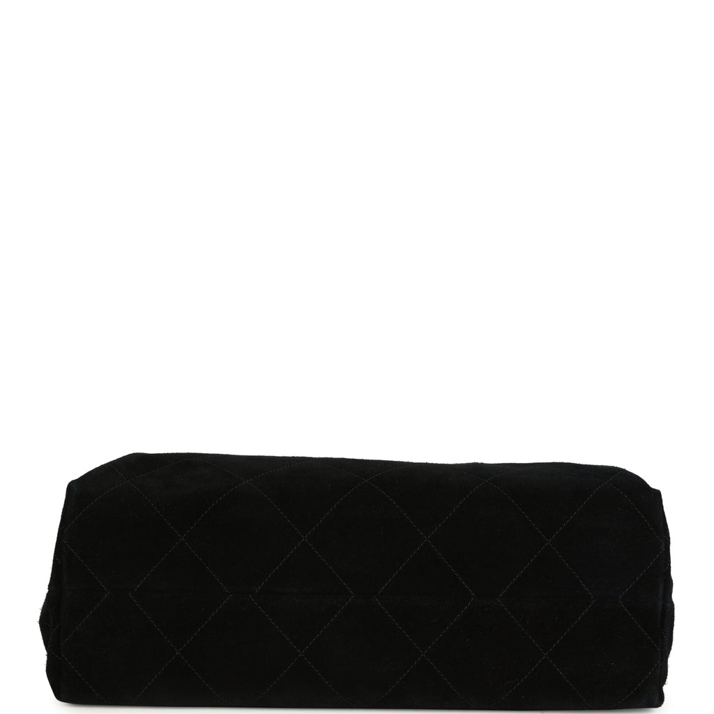 Maxi Hobo Bag Black Suede Antique Gold Hardware