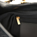 Maxi Hobo Bag Black Suede Antique Gold Hardware