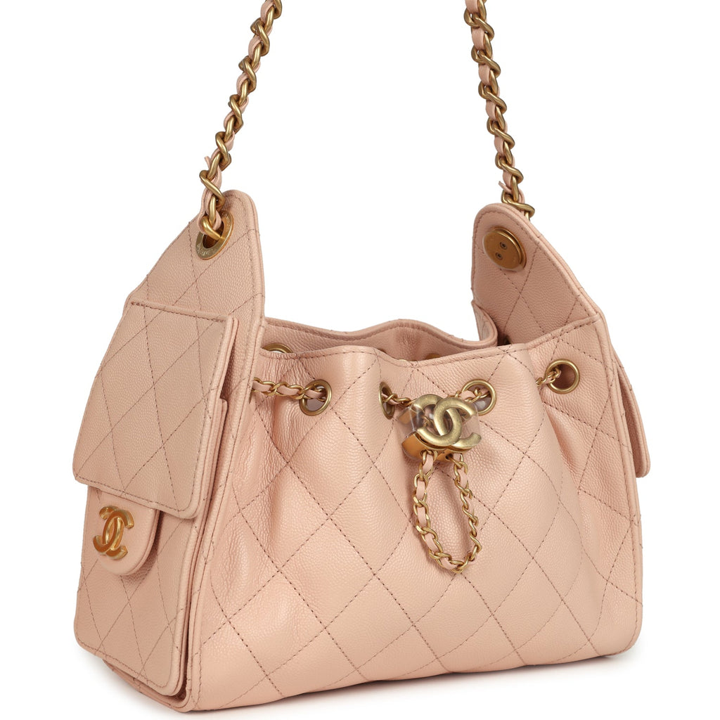 Mini 25 Hobo Bag Light Pink Caviar Antique Gold Hardware