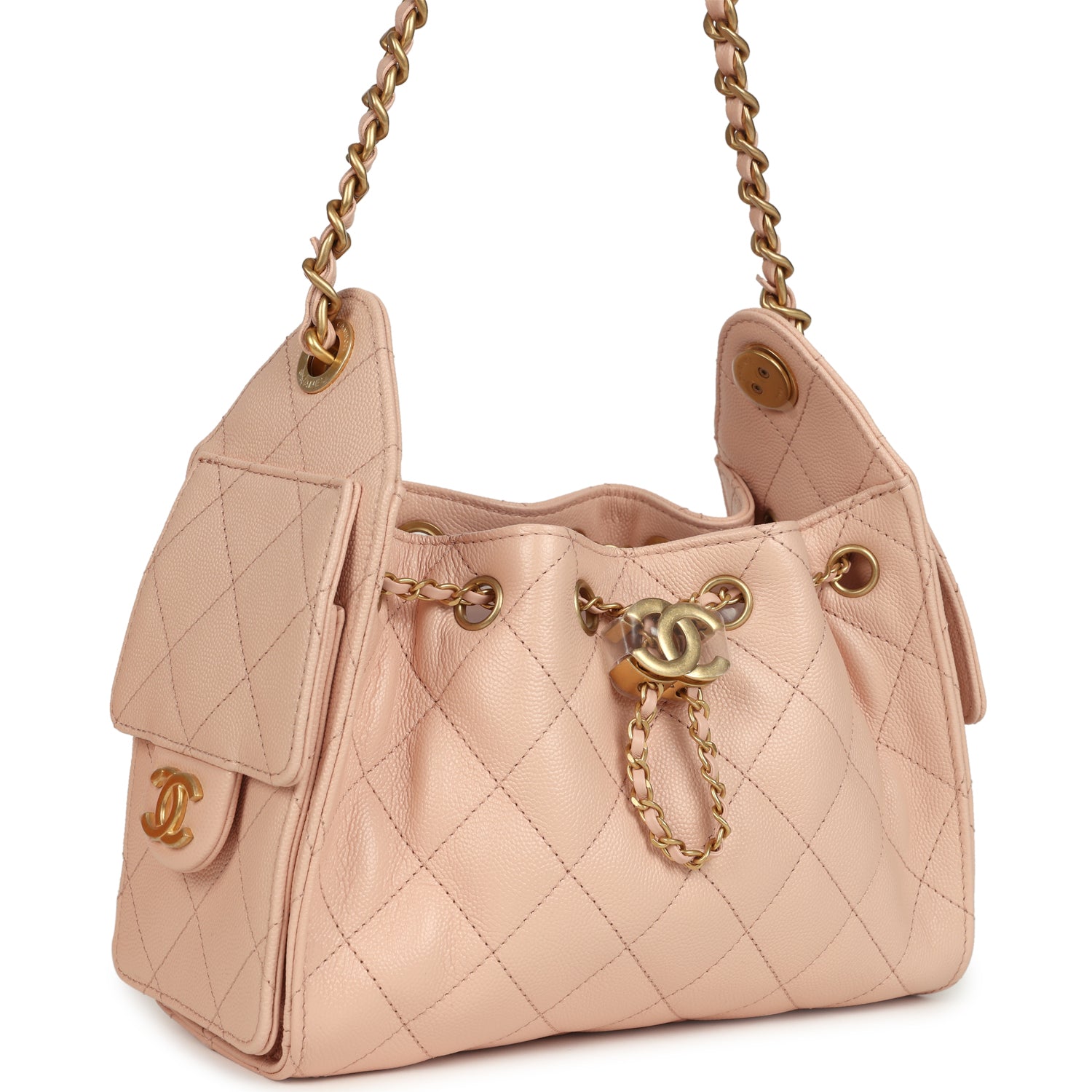 Mini 25 Hobo Bag Light Pink Caviar Antique Gold Hardware