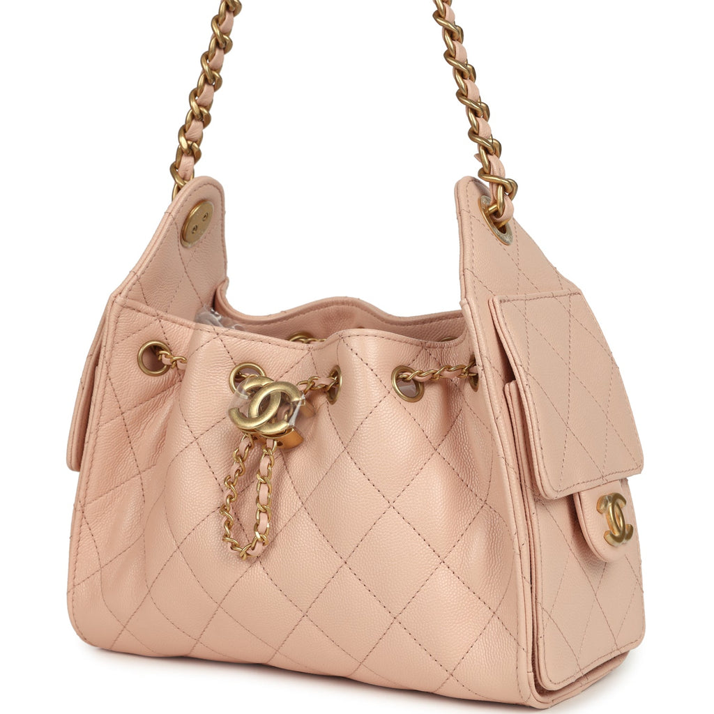 Mini 25 Hobo Bag Light Pink Caviar Antique Gold Hardware