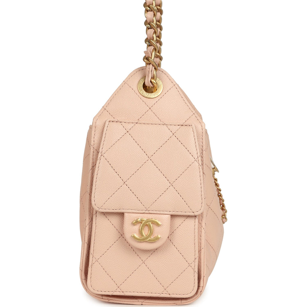 Mini 25 Hobo Bag Light Pink Caviar Antique Gold Hardware