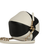 Coco Beach Ball Bag Black and White Calfskin Antique Gold Hardware