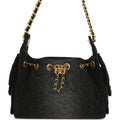 Mini 25 Hobo Bag Black Washed Denim Antique Gold Hardware