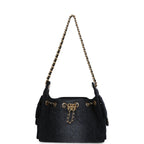 Mini 25 Hobo Bag Black Washed Denim Antique Gold Hardware