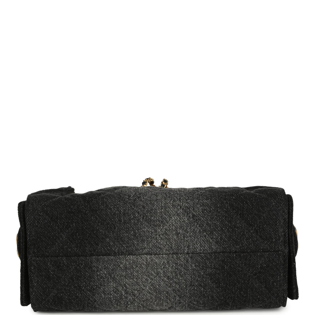 Mini 25 Hobo Bag Black Washed Denim Antique Gold Hardware