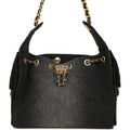 Small 25 Hobo Bag Black Washed Denim Antique Gold Hardware