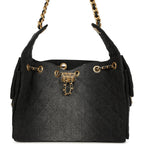 Small 25 Hobo Bag Black Washed Denim Antique Gold Hardware