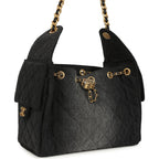 Small 25 Hobo Bag Black Washed Denim Antique Gold Hardware