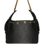 Small 25 Hobo Bag Black Washed Denim Antique Gold Hardware