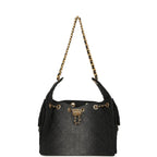 Small 25 Hobo Bag Black Washed Denim Antique Gold Hardware