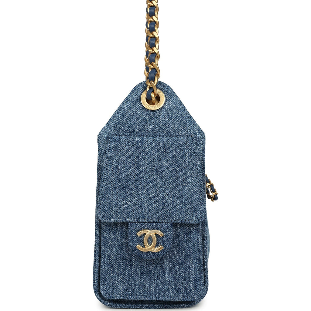 Mini 25 Hobo Bag Blue Washed Denim Antique Gold Hardware