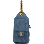Mini 25 Hobo Bag Blue Washed Denim Antique Gold Hardware
