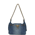 Mini 25 Hobo Bag Blue Washed Denim Antique Gold Hardware