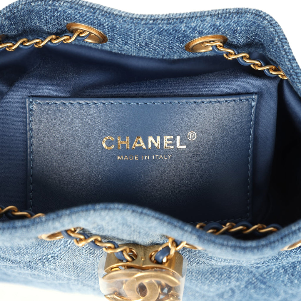 Mini 25 Hobo Bag Blue Washed Denim Antique Gold Hardware