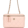 Small Classic Vanity Case Light Pink Shiny Caviar Light Gold Hardware