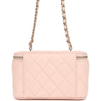 Small Classic Vanity Case Light Pink Shiny Caviar Light Gold Hardware