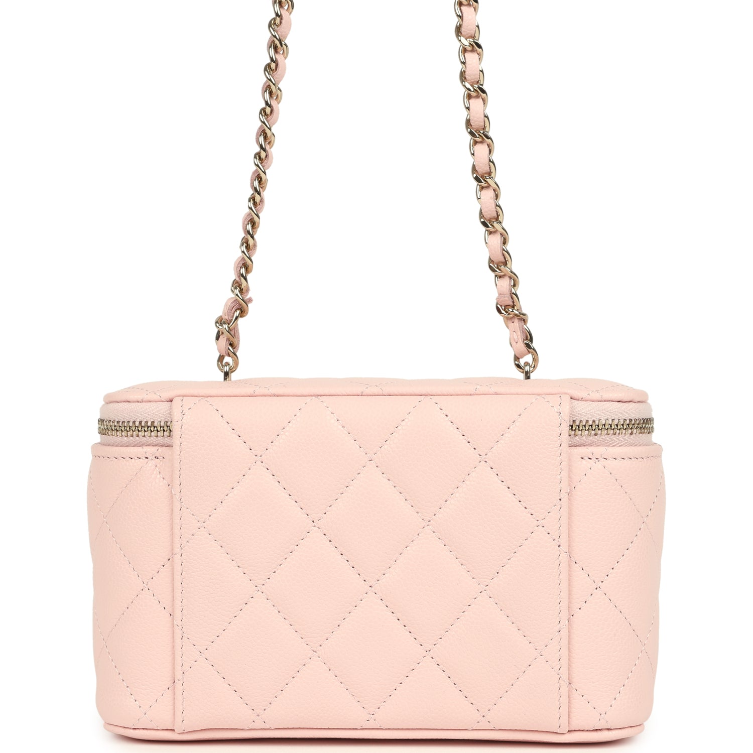 Small Classic Vanity Case Light Pink Shiny Caviar Light Gold Hardware