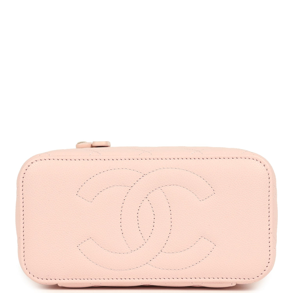 Small Classic Vanity Case Light Pink Shiny Caviar Light Gold Hardware