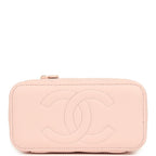 Small Classic Vanity Case Light Pink Shiny Caviar Light Gold Hardware