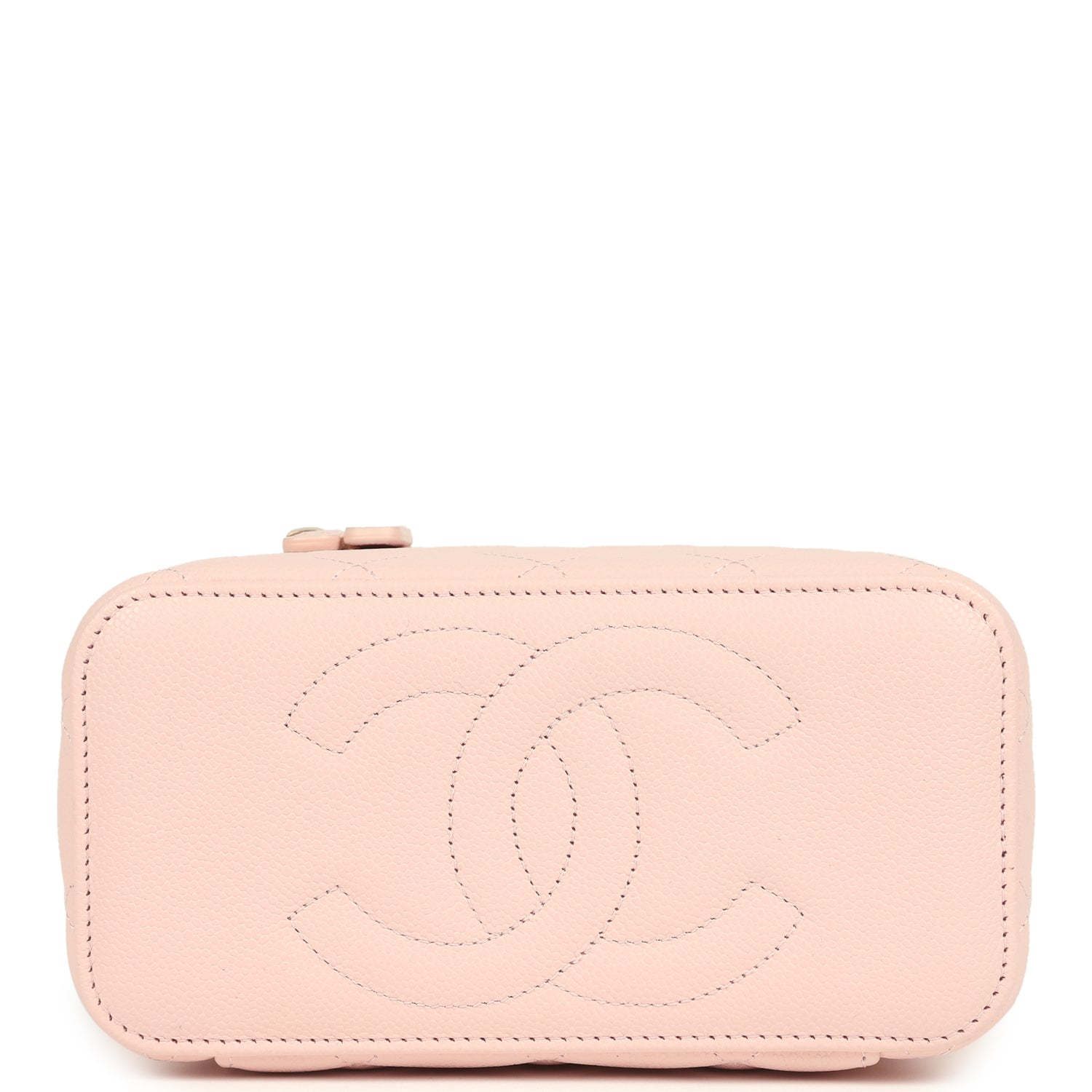 Small Classic Vanity Case Light Pink Shiny Caviar Light Gold Hardware