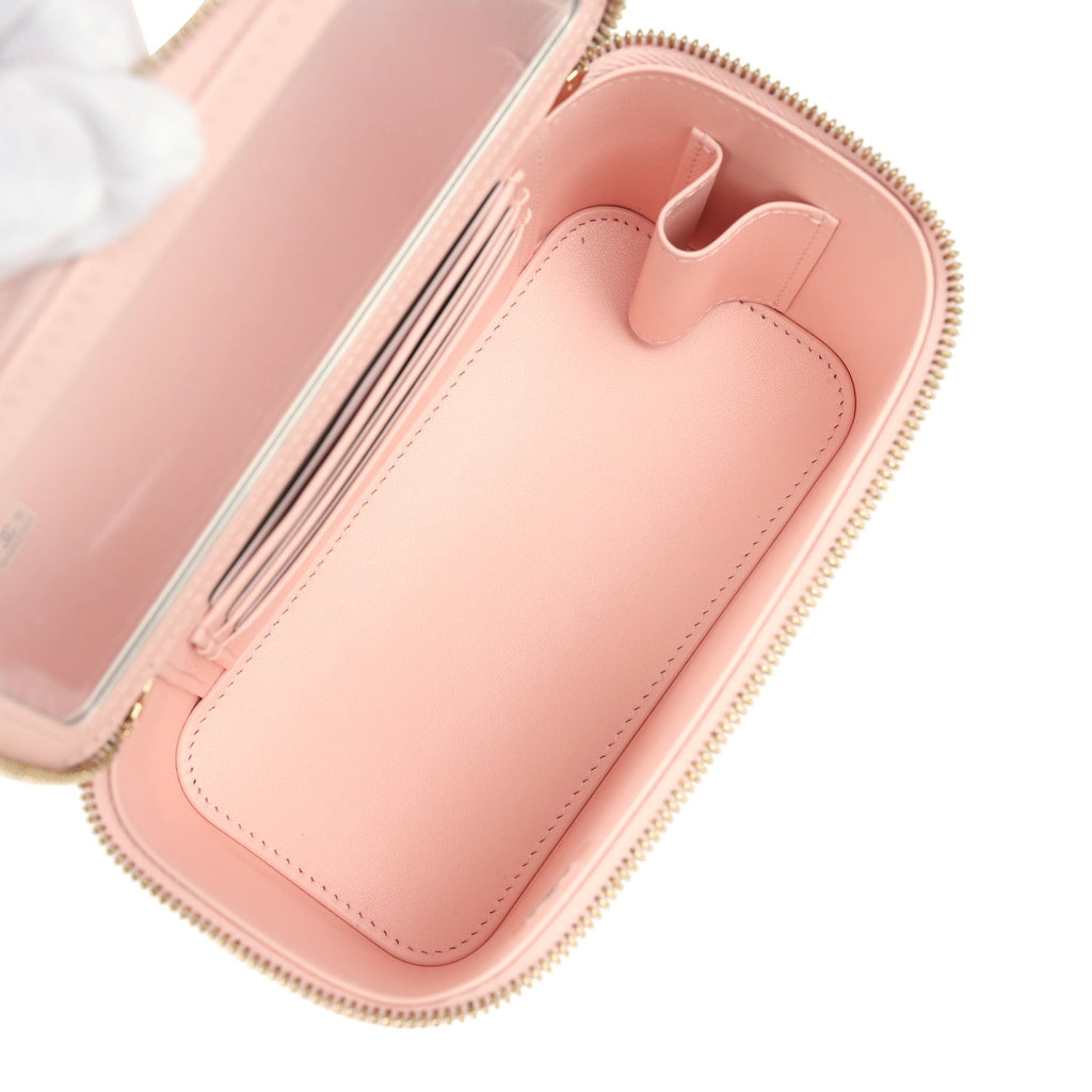 Small Classic Vanity Case Light Pink Shiny Caviar Light Gold Hardware