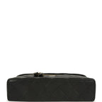 Top Handle Long Vanity Case with Chain Black Caviar Light Gold Hardware