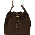 Medium 25 Hobo Bag Dark Brown Suede Antique Gold Hardware