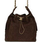 Medium 25 Hobo Bag Dark Brown Suede Antique Gold Hardware