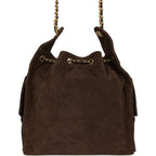Medium 25 Hobo Bag Dark Brown Suede Antique Gold Hardware